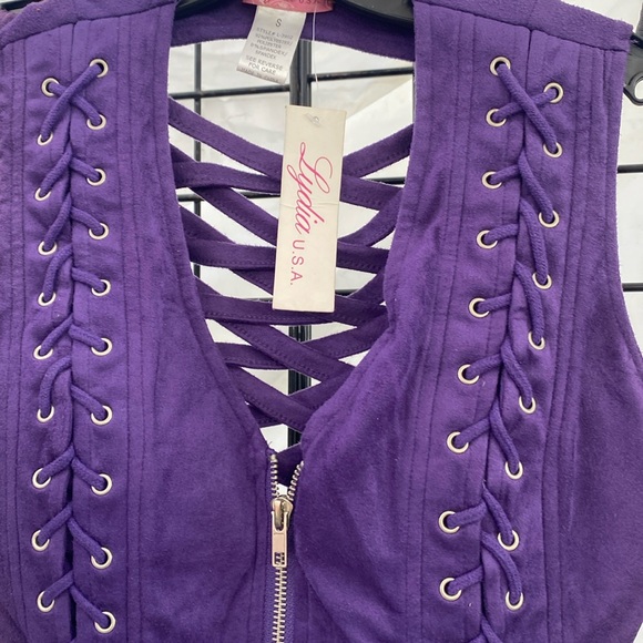 NWT purple zip up corset top - Picture 2 of 4